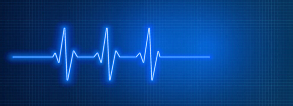 Glowing heartbeat flatline on dark monitor background, symbolizing medical emergency, cardiology, hospital, health, and patient diagnosis.Eps10