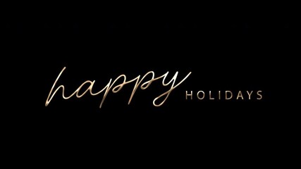 Text happy holidays in elegant gold writing on black. Festive greeting card design suitable for holiday messages, invitations, and decorations. - Powered by Adobe