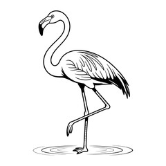 vector illustration of a flamingo coloring page 