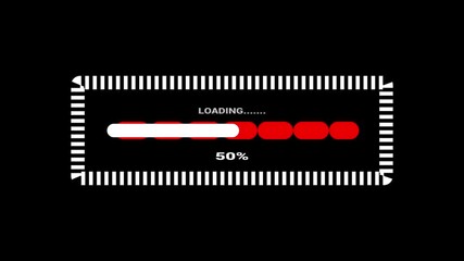 Digital progress bar animation showing 1 to 100 percent, clean loading icon illustration, smooth loading bar UI element, abstract progress indicator motion graphics