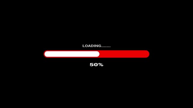 Modern loading bar percent animation, digital UI progress indicator showing 1 to 100 percent, abstract loading icon motion graphics for software and technology interface