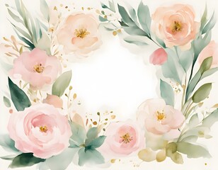 Romantic floral greeting card with soft pastel flowers and open space for personal text, elegant and delicate design for wishes, celebrations, invitations or heartfelt message