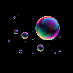 Multicolor Bubble Artwork on Textured Dark Surface
