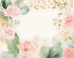 Romantic floral greeting card with soft pastel flowers and open space for personal text, elegant and delicate design for wishes, celebrations, invitations or heartfelt message