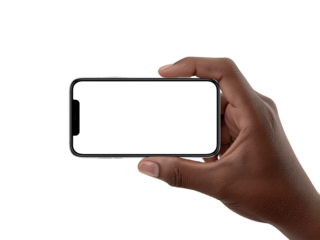 Hand Holding Smartphone with Blank White Screen Mockup