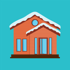 A house with a snow covered roof vector illustration for winter element decoration building