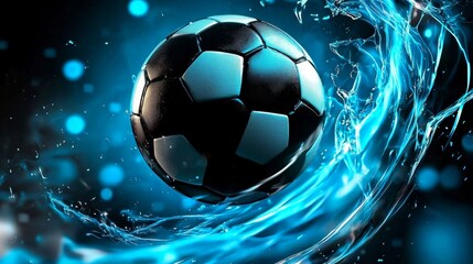 Naklejka premium Vibrant blue background amplifies the energy of football.