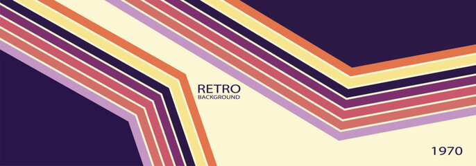 Abstract colorful 70s background vector. Abstract modern vertical background with copy space. Vintage retro style wallpaper with lines, rainbow wavy stripes. 