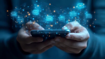 Futuristic technology concept shows cloud computing on mobile phone and global network connection - Powered by Adobe