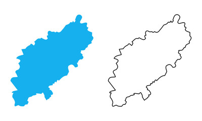 Obraz premium Map of Northamptonshire an administrative county of England. Map with detailed outlines and blue silhouettes 