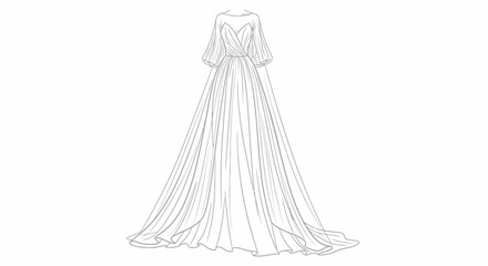 Exquisite flowing gown drawing showcasing elegance and timeless design beauty