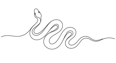 Elegant single line drawing of a snake depicting simplicity and minimalistic art style