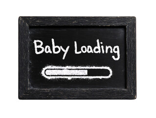 Chalkboard message baby loading with progress bar announcement