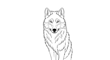 Detailed wolf line art illustration with expressive eyes and intricate fur texture