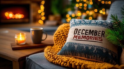 Cozy December vibes with warm candlelight, a cup of cheer, and festive memories to cherish during the holidays at home, perfect for Christmas