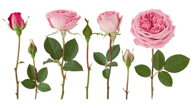 Delicate pink roses and buds, perfect for romantic designs and celebrations