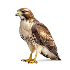 Obraz premium Hawk resting A hawk sits or stands still, eyes focused and body relaxed. full length isolate on transparent background