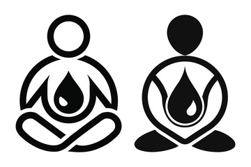 Yoga Sitting Figure with Droplet Mindfulness and Wellness Symbol Set