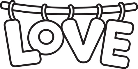 love hanging letters line art vector illustration