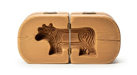 Wooden puzzle toy carved with a horse design on a white background