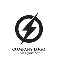 Sleek Electrical Logo Symbol on a Clean White Background for Modern Branding Design Elements Art