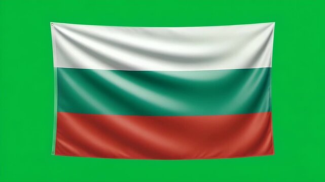Waving Bulgarian flag on vibrant green background, perfect for celebrating national holidays or Bulgarian pride events dynamically - Powered by Adobe