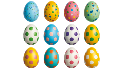 Vibrant festive Easter eggs collection ready for celebration