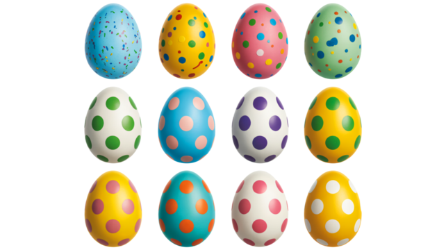 Vibrant festive Easter eggs collection ready for celebration