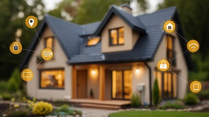 Smart home automation system connecting devices for ultimate security and modern convenience in elegant house, offering digital peace of mind and seamless control