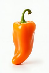 Vibrant Orange Bell Pepper Isolated on White Background.