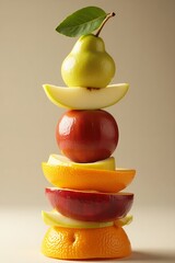 Tower of Fresh Fruit A Colorful and Healthy Still Life.