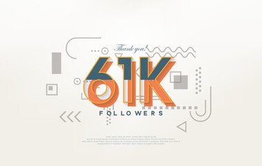 Fototapeta premium 61k followers Thank you, with colorful cartoon numbers illustrations.