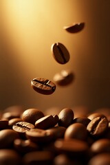Coffee Beans Falling A Rich Aroma and Taste Experience.
