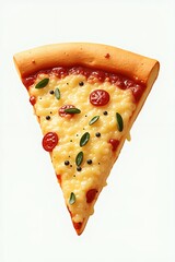 Delicious Pizza Slice with Cheese Tomatoes and Basil.