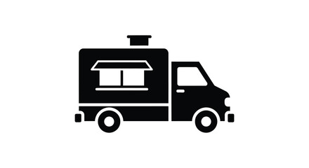 Food truck delivery vehicle icon graphic black silhouette