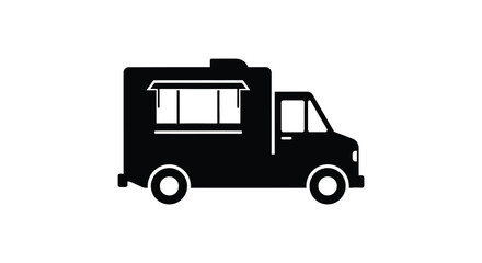 Food truck icon mobile kitchen and restaurant silhouette