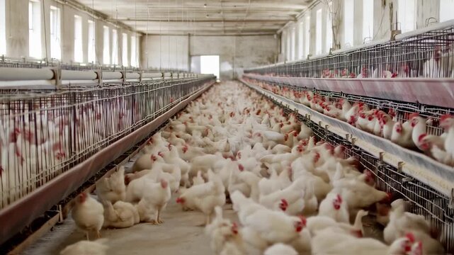 Captivating view of a densely populated poultry farm showcasing the scale of modern egg production