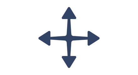 Hand drawn arrow cross symbol pointing in four directions silhouette