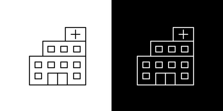 Hospital building outline icon for medical service, clinic, and healthcare design projects in vector format