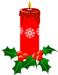 christmas candle and holly