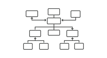 Simple organizational chart diagram with boxes and arrows silhouette
