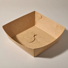Square, brown, disposable container made of paper material