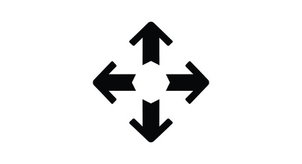 Four directional arrows pointing up down left and right silhouette