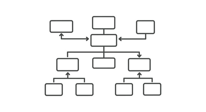 Simple organizational chart diagram with boxes and arrows silhouette
