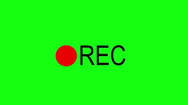Records icon black text red circle blinking on green background. rec frame icon animation. record icon button Motion graphics of REC concept.

