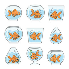 Goldfish in fishbowls collection