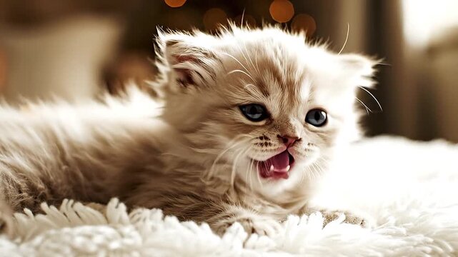 Innocent meows echo softly in cinematic shots of kitten vocalization