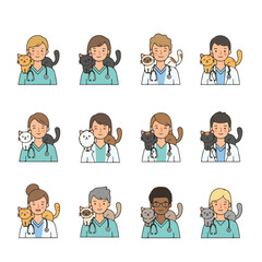 Diverse healthcare professionals with cats