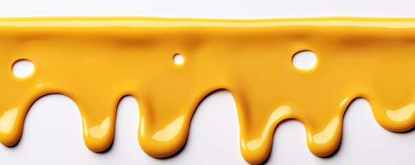 Obraz premium vibrant, smooth stream of yellow paint drips slowly, showcasing a glossy texture and vivid hue against a clean background.