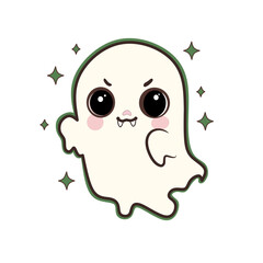 Adorably Creepy Horned Ghost Illustration – Cute and Spooky Character Art